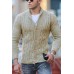 Men's Fashionable Pure Color V-neck Knit Sweater